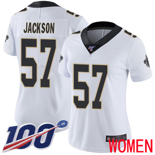 New Orleans Saints Limited White Women Rickey Jackson Road Jersey NFL Football #57 100th Season Vapor Untouchable Jersey->youth nfl jersey->Youth Jersey